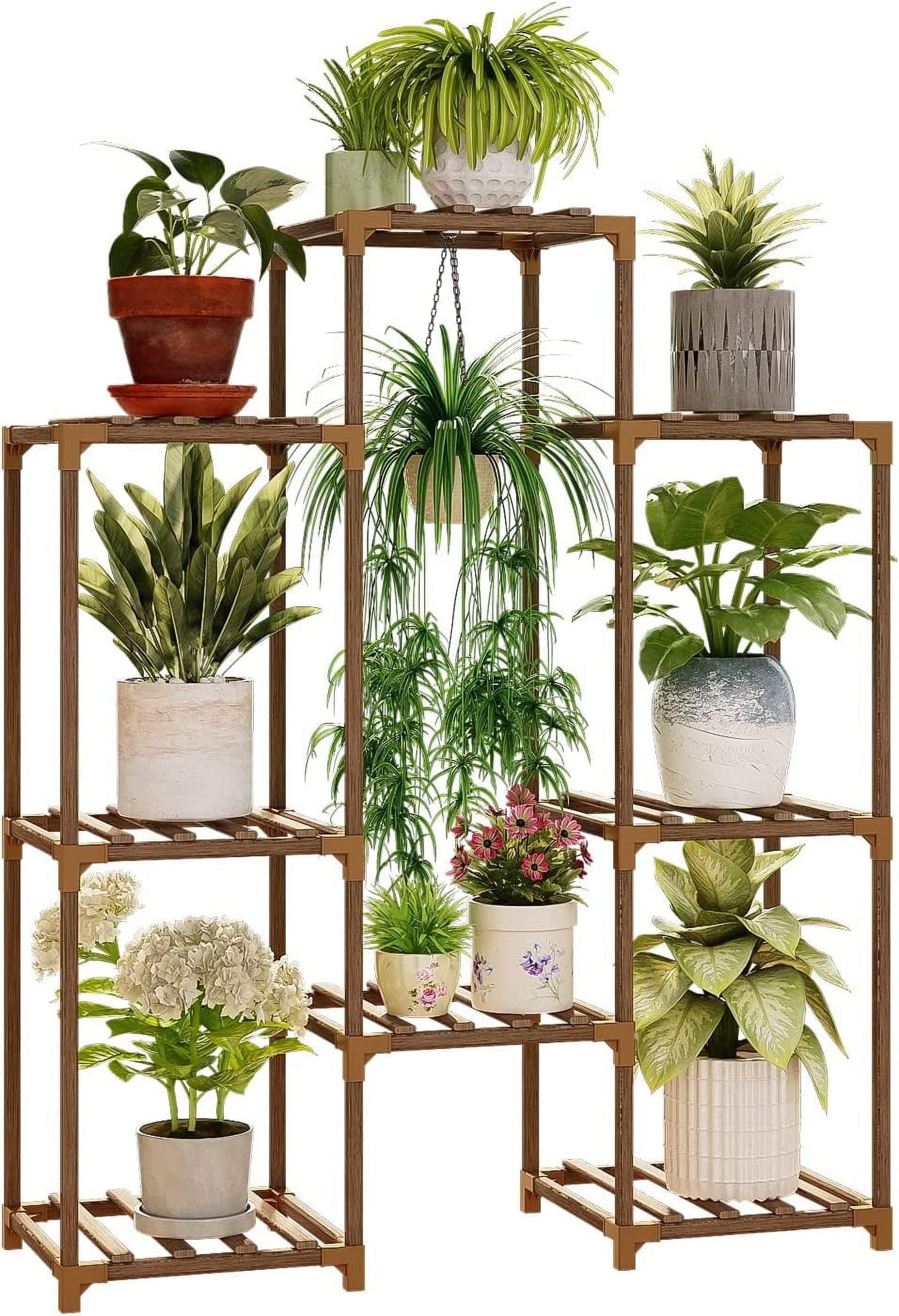 Outdoor and Indoor Wooden Plant Stand - Tiered Rack for Multiple Plants