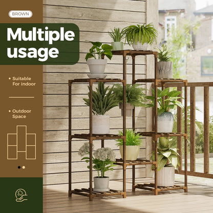 Outdoor and Indoor Wooden Plant Stand - Tiered Rack for Multiple Plants